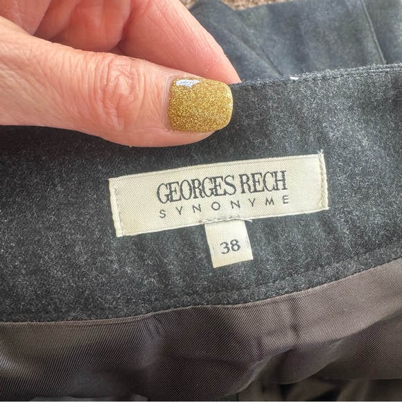 Georges Rech 100% Wool Flare Skirt Gray Pleated A Line Size 38 6 8 M - Picture 4 of 9